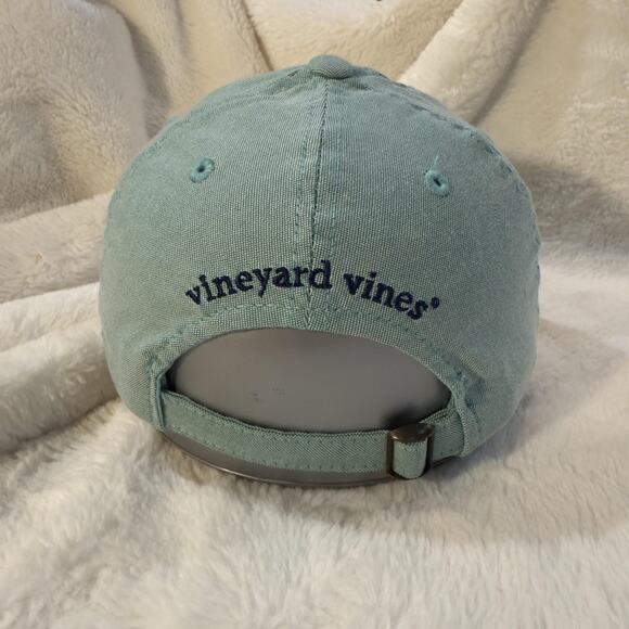 Vineyard Vines Hat Cap Baseball Strap Back Mens Teal Whale Logo Embroidered - Picture 3 of 7